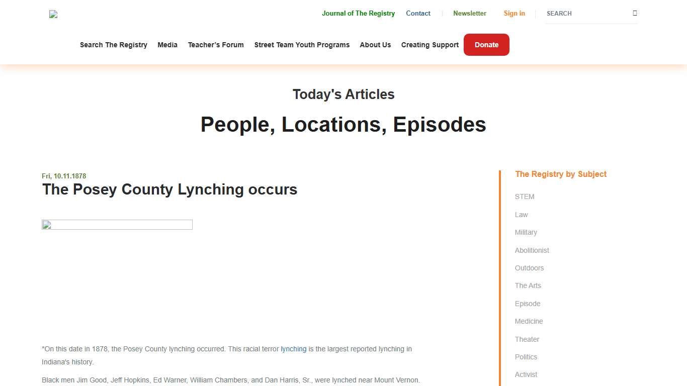 The Posey County Lynching occurs - African American Registry