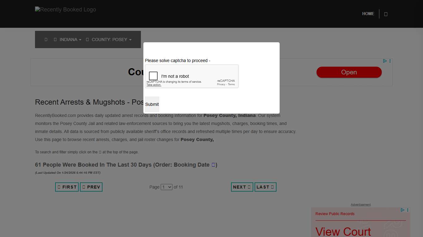 Posey County, Indiana Mugshots RecentlyBooked.com